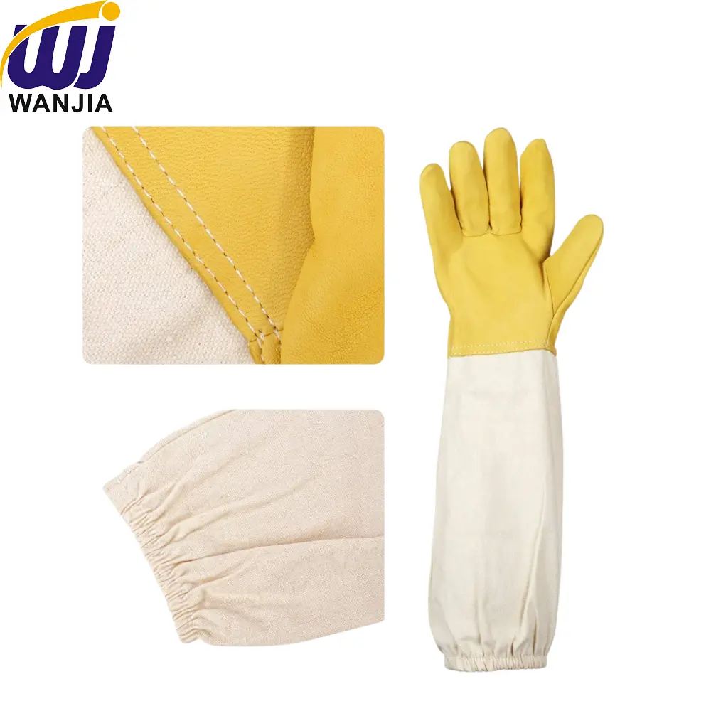 Wholesale WJ789 Sheepskin Beekeeping Gloves with Canvas Cuffs Manufacturers, Supplier