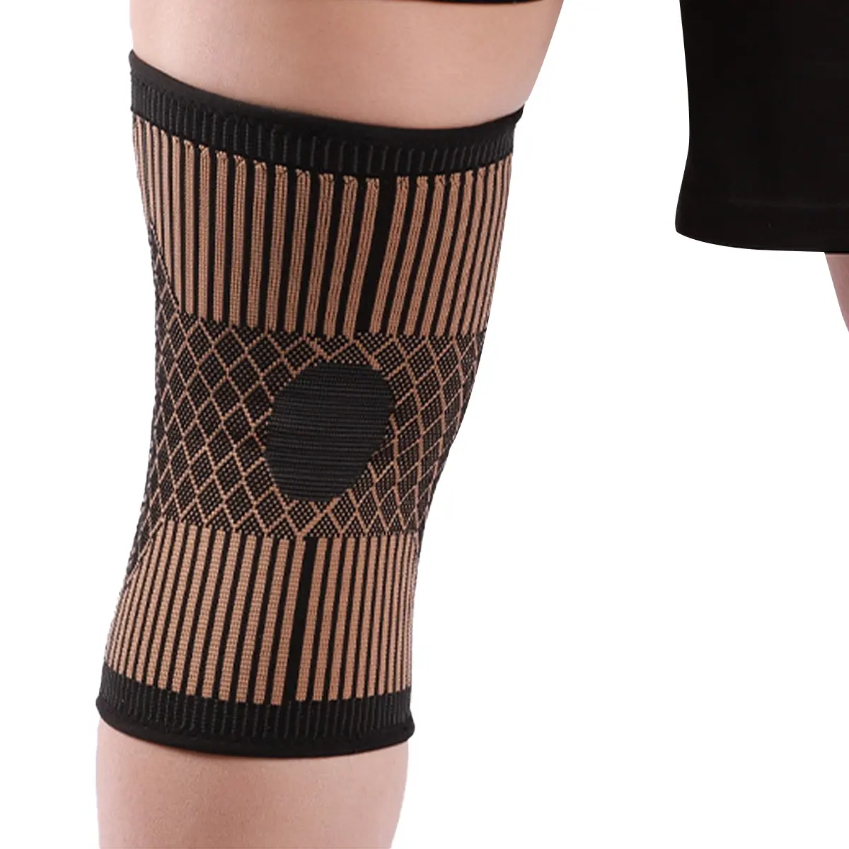 Custom Copper Nylon Fabric Anti-slip Knee Support Sleeve Supplier, Manufacturer