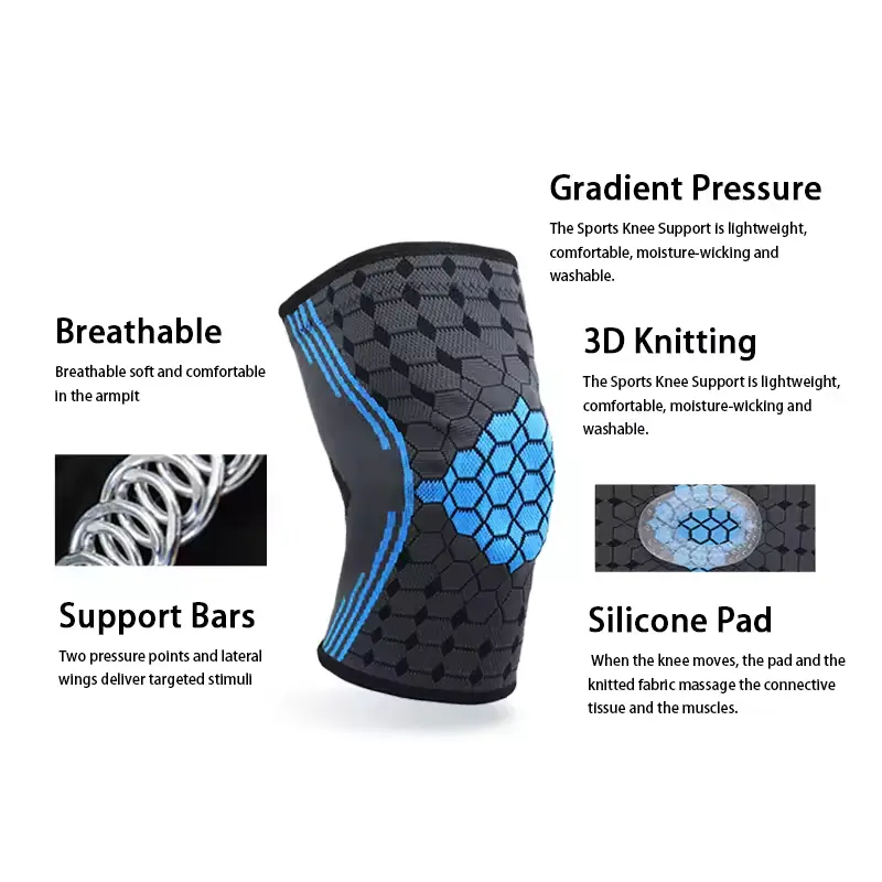 Wholesale Gym Knee Support Brace Compression Sleeve Knitted for Men and Women Supplier, Factory