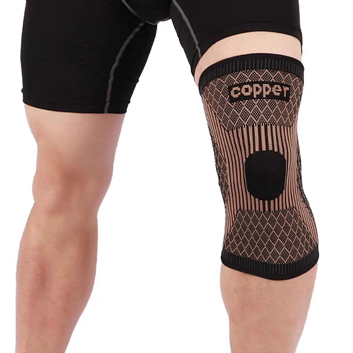 Custom Copper Nylon Fabric Anti-slip Knee Support Sleeve Supplier, Manufacturer