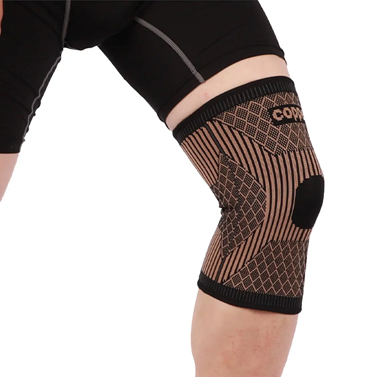 Custom Copper Nylon Fabric Anti-slip Knee Support Sleeve Supplier, Manufacturer