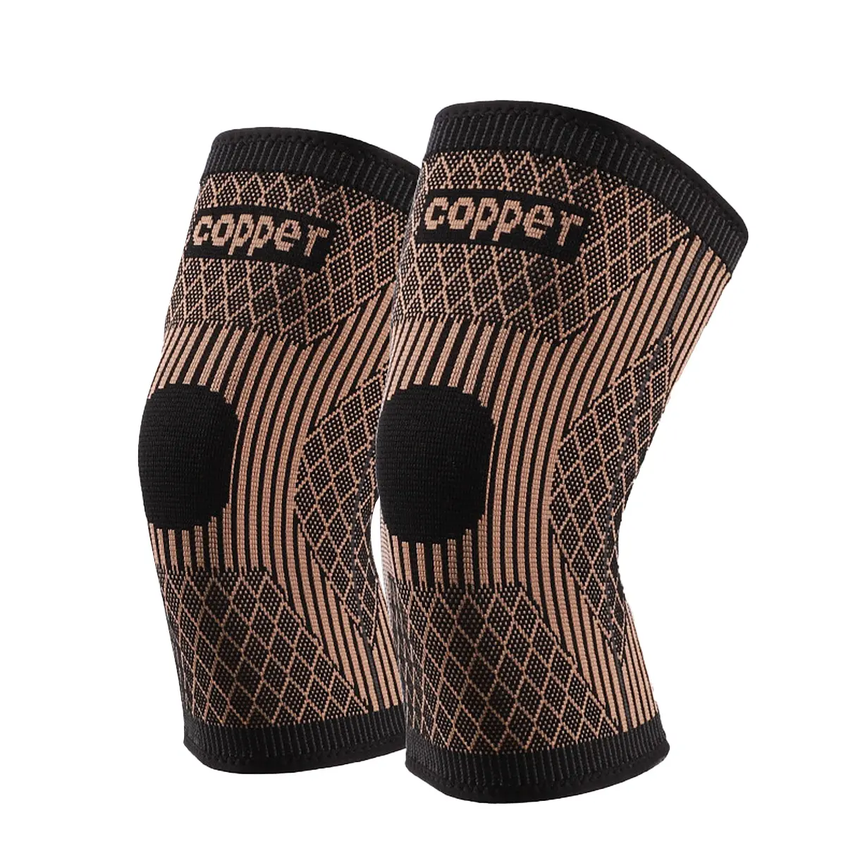 Custom Copper Nylon Fabric Anti-slip Knee Support Sleeve Supplier, Manufacturer