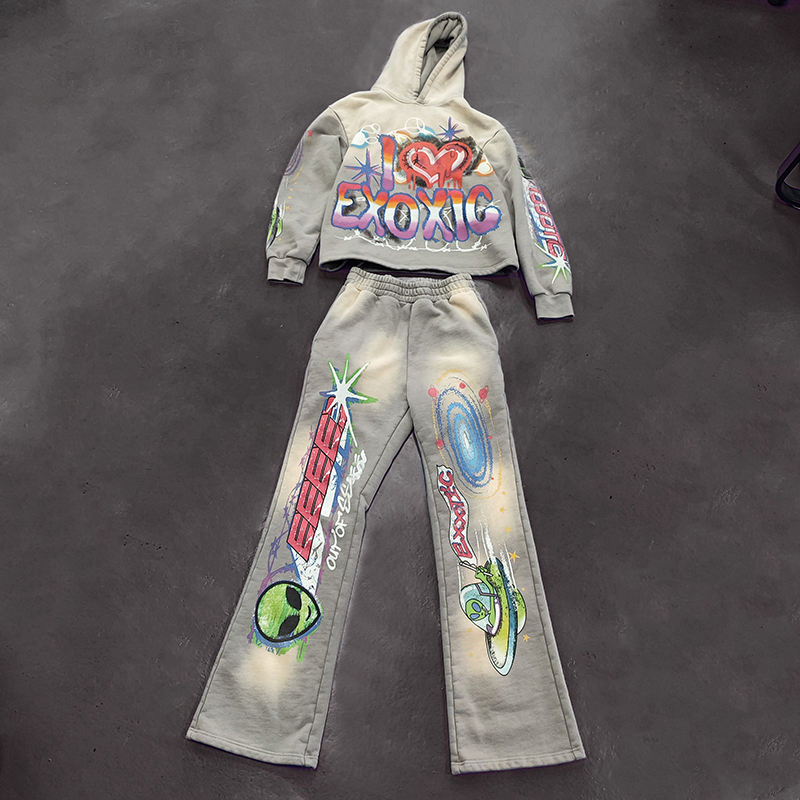 Custom Hip Hop Streetwear Sweatsuit Men Private Label Sweat Suits Training Wear Slim Fit Men's Hoodies and Sweatshirts