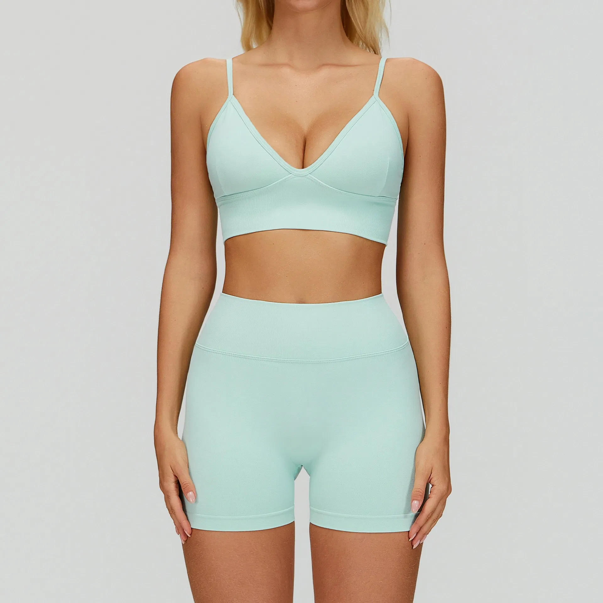 Women's Seamless Yoga and Fitness Set, Waist-Shaping Tight Sportswear, Quick-Dry Running Activewear for Outdoor Exercise