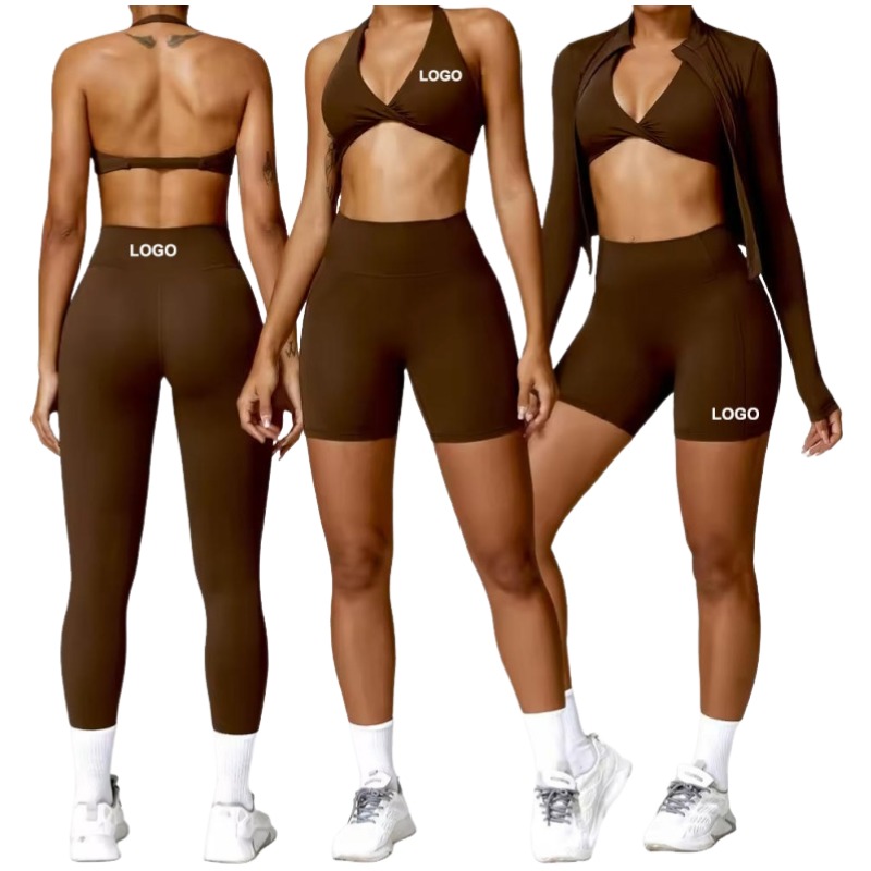 Wholesale Custom Logo Fitness Wear Gym Workout Athletic Sports Suit Premium Butt Lifting Female High Waist Yoga Set