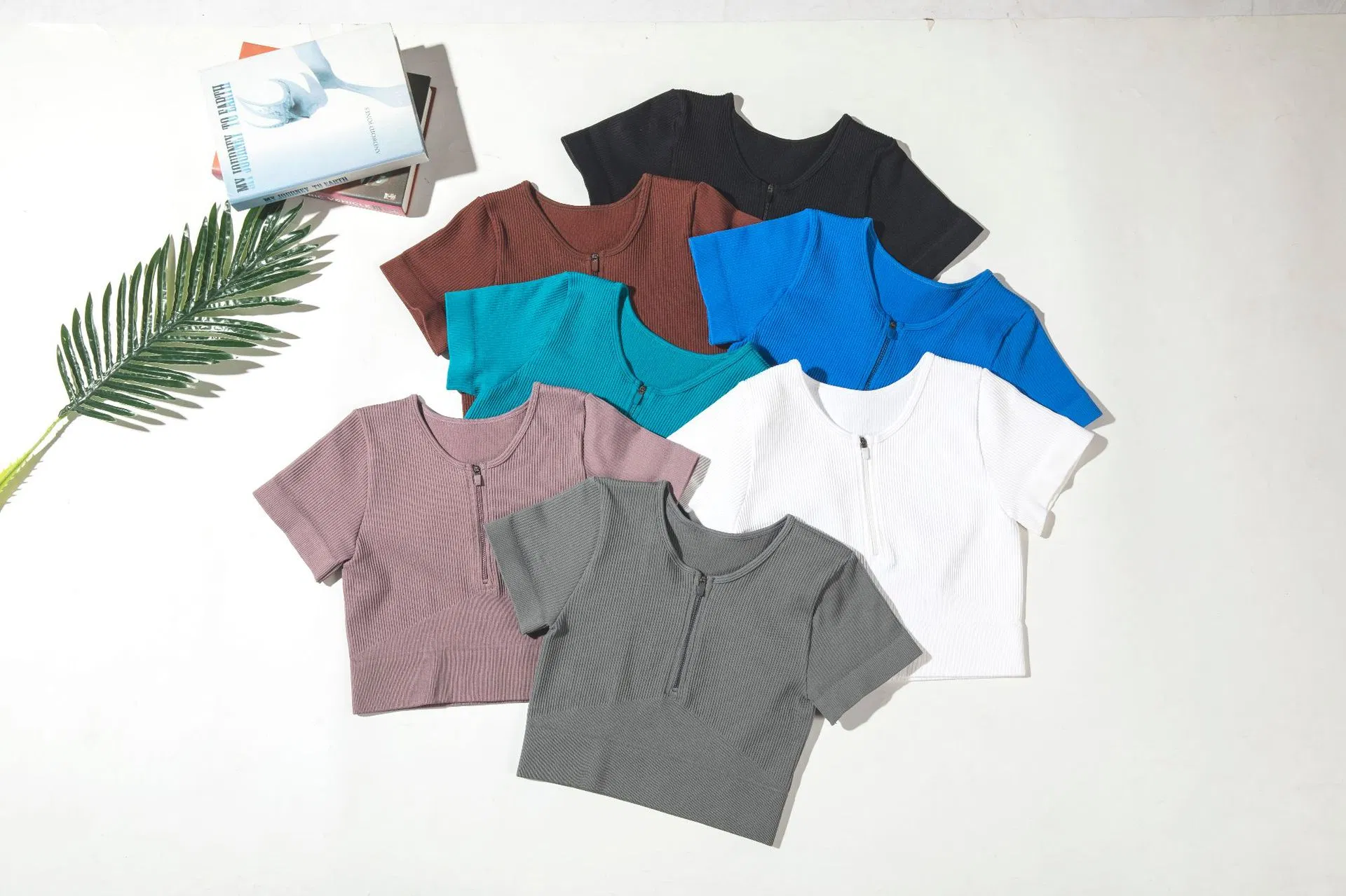 Crop Top Zipper Long Sleeve Shirts Leggings Workout Sport Fitness Garment Women Yoga Sets Feamle Seamless Apparel