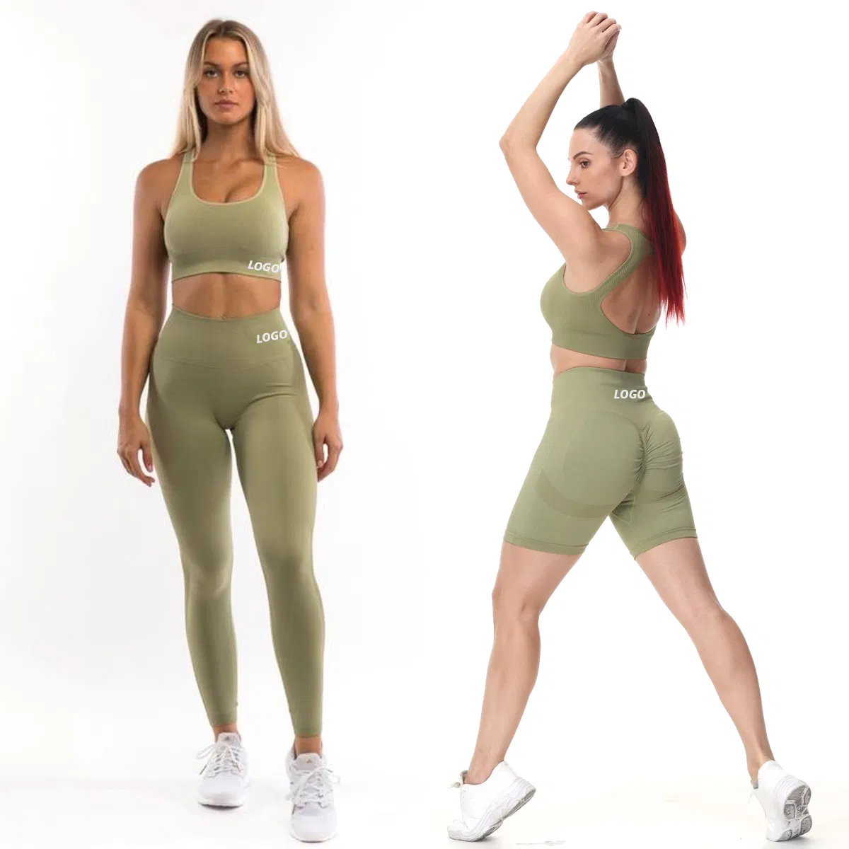 2/3PCS New Sexy Sportswear Seamless Gym Activewear for Women, Custom Open Back Workout Bra + Tights Shorts + Scrunch Booty Leggings Ropa De Yoga Fitness Wear