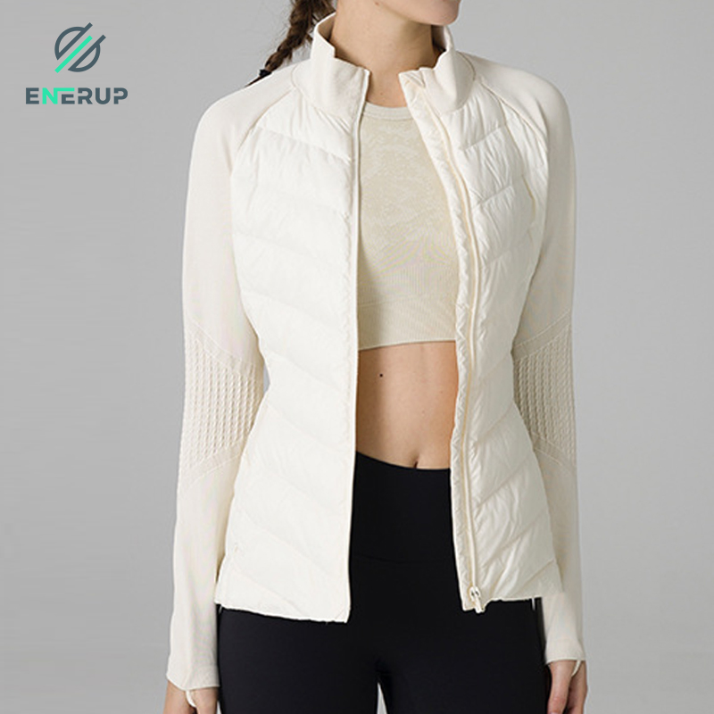Seamless Jacket with Goose Down Filled Puffer Front &amp; Back Seamless Fullzip Stand Collar Activewear