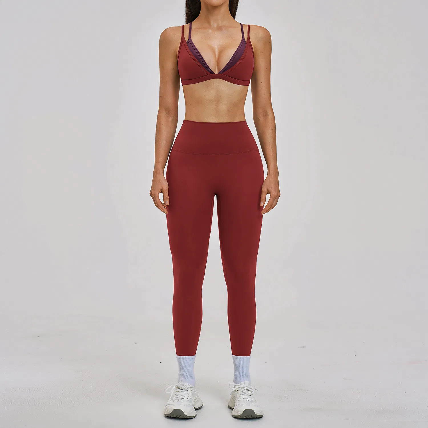 Fashionable Gym Apparel Set Women Two Piece Bra Leggings Workout Clothes Running Yoga Fitness Apparel