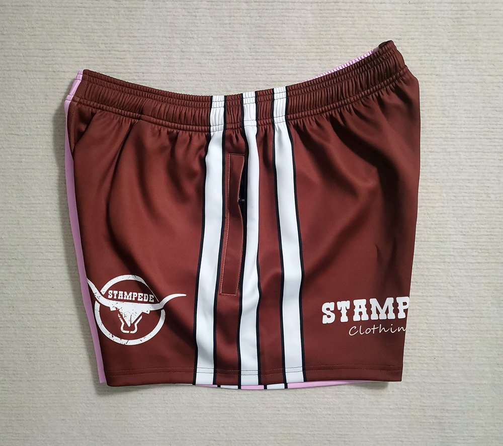 Custom Print Sublimation Wholesale Men Polyester Australia Hunting Fishing Outdoor Workout Running Sports Gym Zipper Zip Pocket Afl Rugby Football Footy Shorts