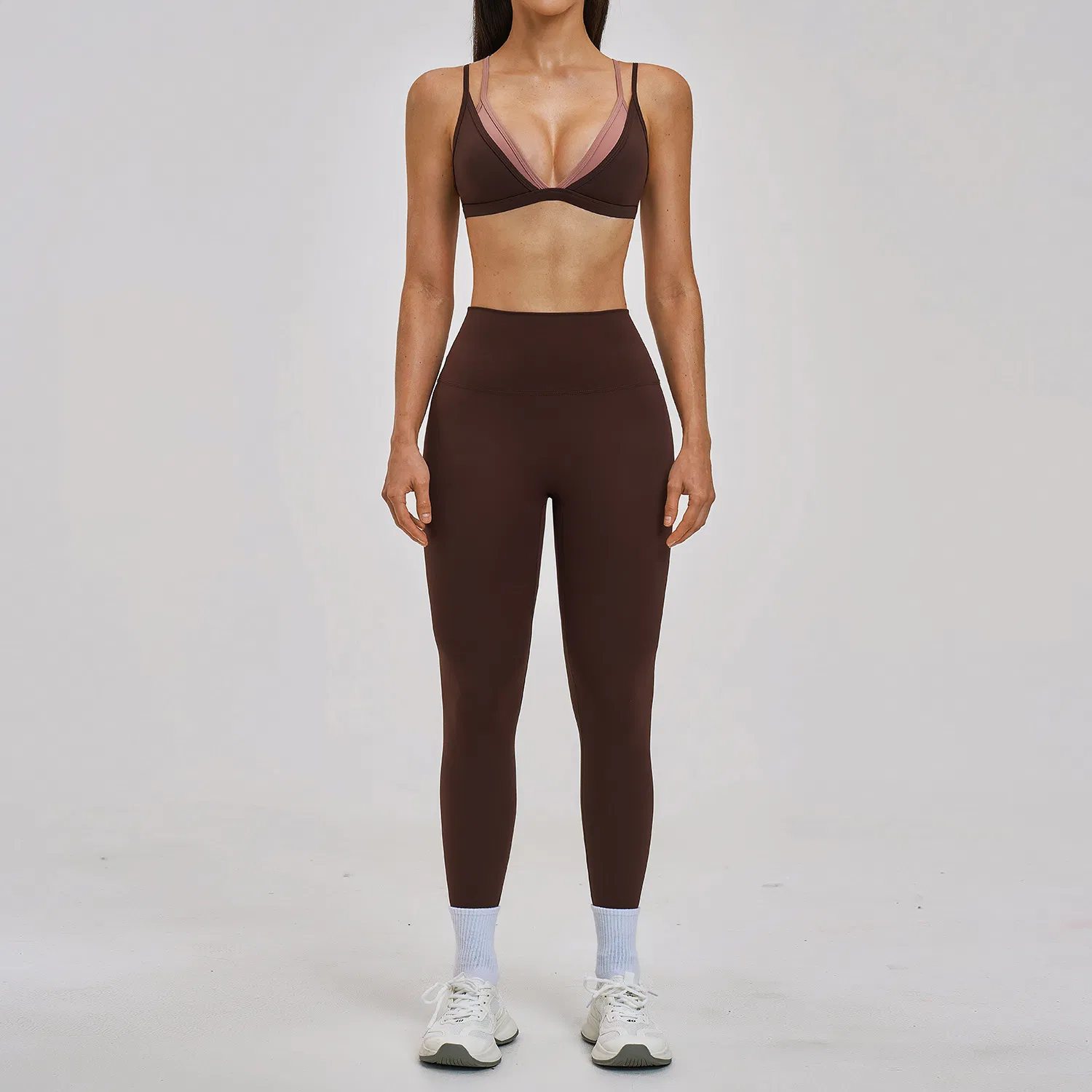 Fashionable Gym Apparel Set Women Two Piece Bra Leggings Workout Clothes Running Yoga Fitness Apparel