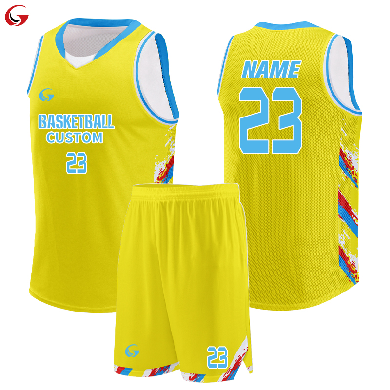 Wholesale Custom College Basketball Jerseys Design Basketball Team Uniforms Sets Polyester Sports Training Shirt Clothes B25006