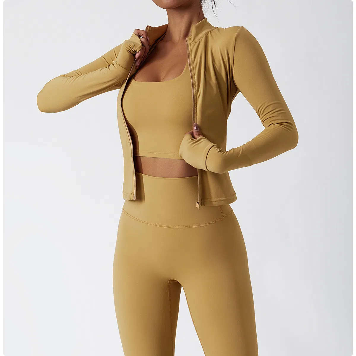 Women′ S Slim Fit Jogging Wear Yoga Workout Jacket Top Nude Feeling Training Wear Tracksuits Sports Jacket