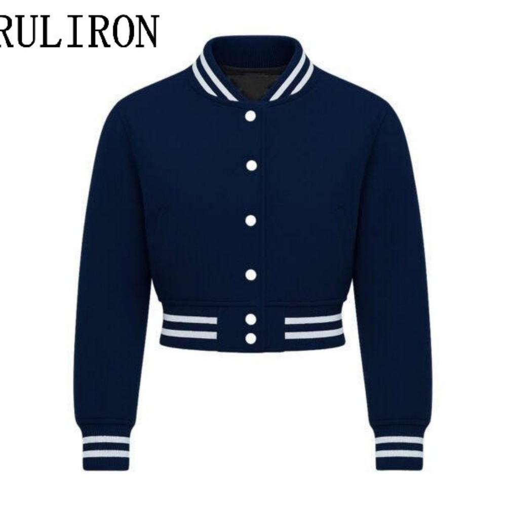 Wholesale Custom Women's Sports Crop Slim Fit Patch Detail Blank Varsity Baseball Jacket Manufacture Embroidery Letterman
