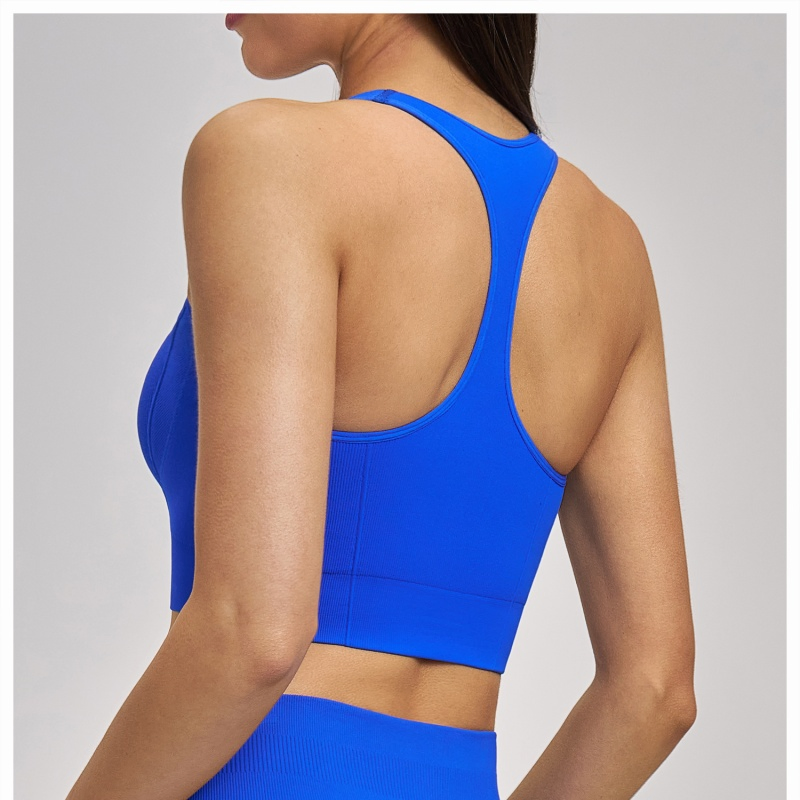 Seamless Fitness Wear Women Ribbed Racerback Sports Bra Quick Dry Compression Gym Bra Top