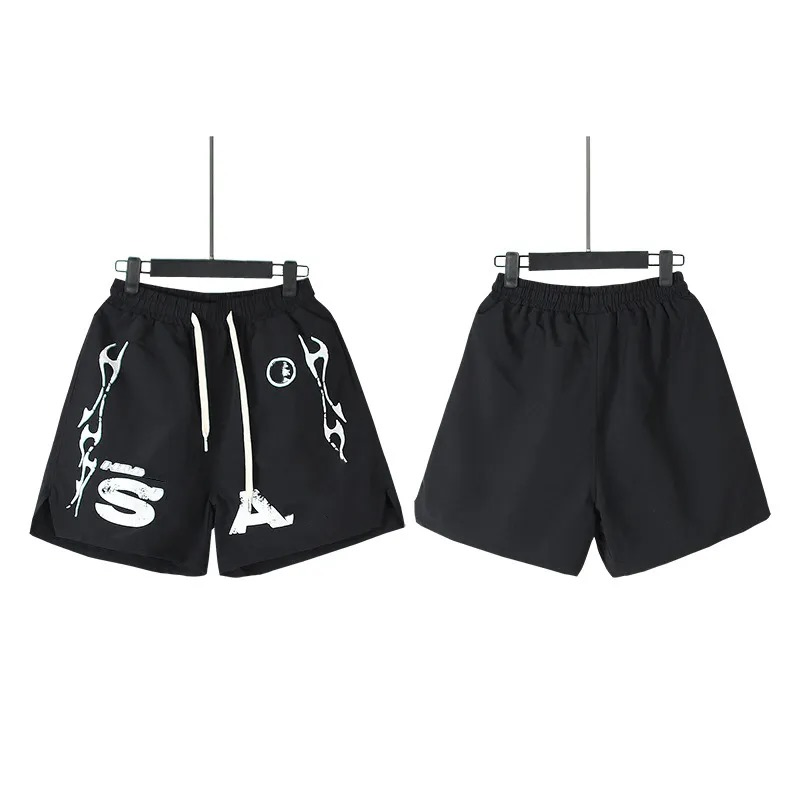 Men's Graffiti Letter Print Vintage Shorts - Washed Streetwear Hip Hop Loose Sports Casual Length Pants