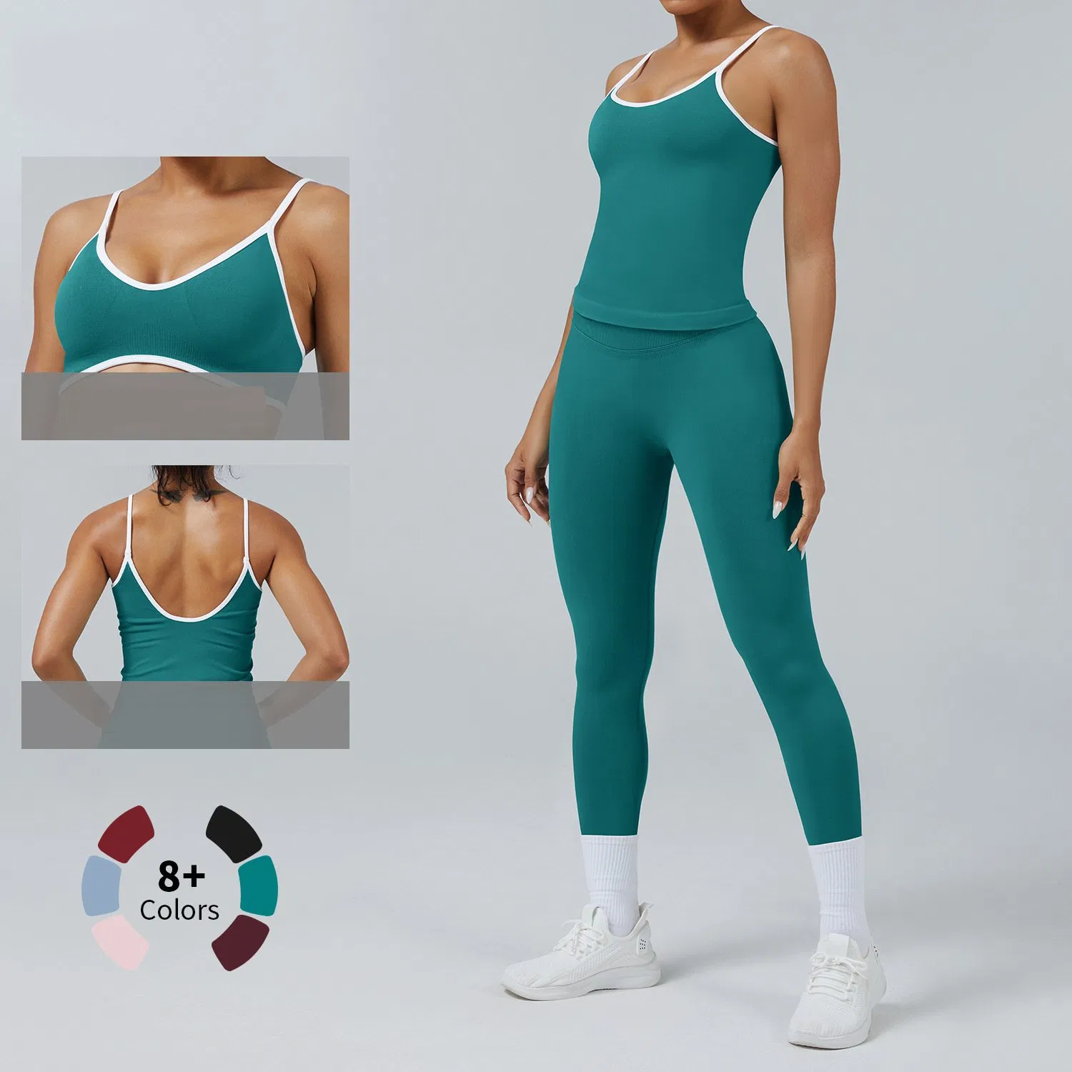 Knitted Ribbed Seamless Clothing Women Sports Bra/Top and Shorts/Leggings Gym Activewear