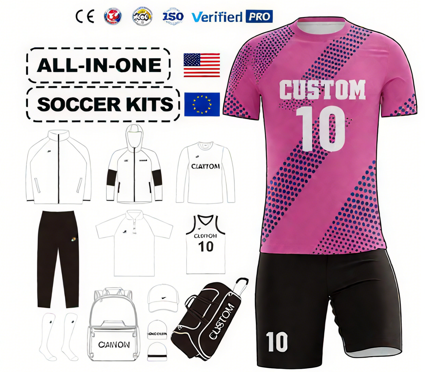 OEM Custom Sublimation Short Sleeve Soccer Jerseys Automated Cutting Name Printing Quick Dry Breathable Tops for Soccer Team