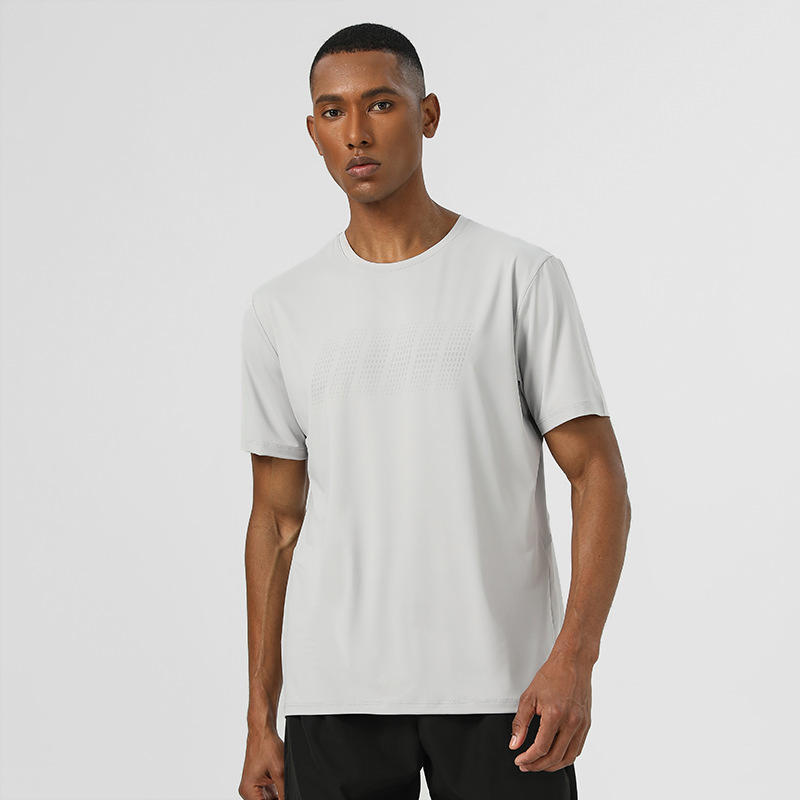 Quick-Drying Series Men's Outdoor Sportswear T-Shirt, Round Neck, Slim Fit, Elastic Silk-Screen Printed Casual Style, Short Sleeve, Thin Style