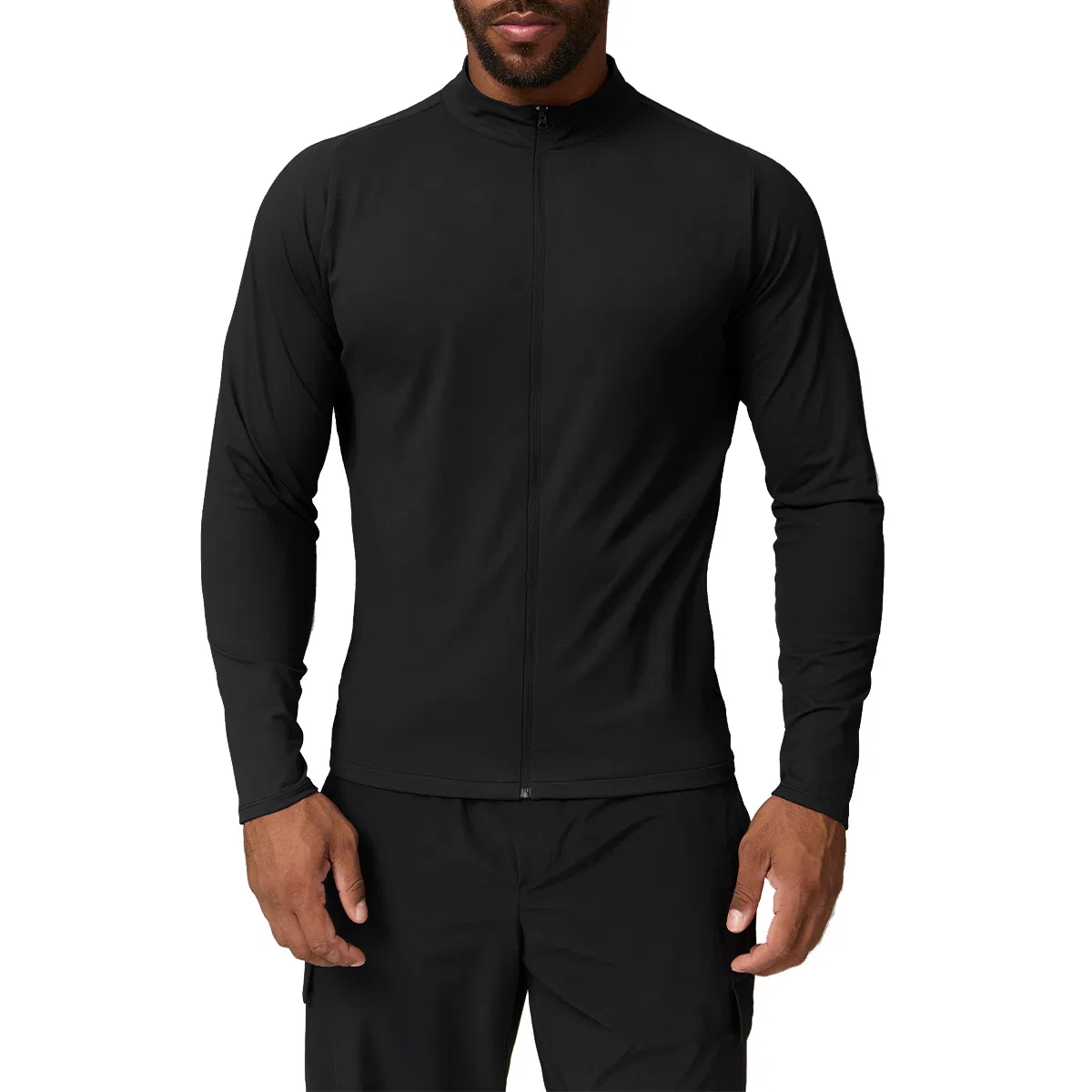 Men's Dry Fit Long Sleeve Full Zipper Active T-Shirt Athletic Outdoor Upf 50+ Hiking Shirts Gym Muscle Workout Wear Apparel