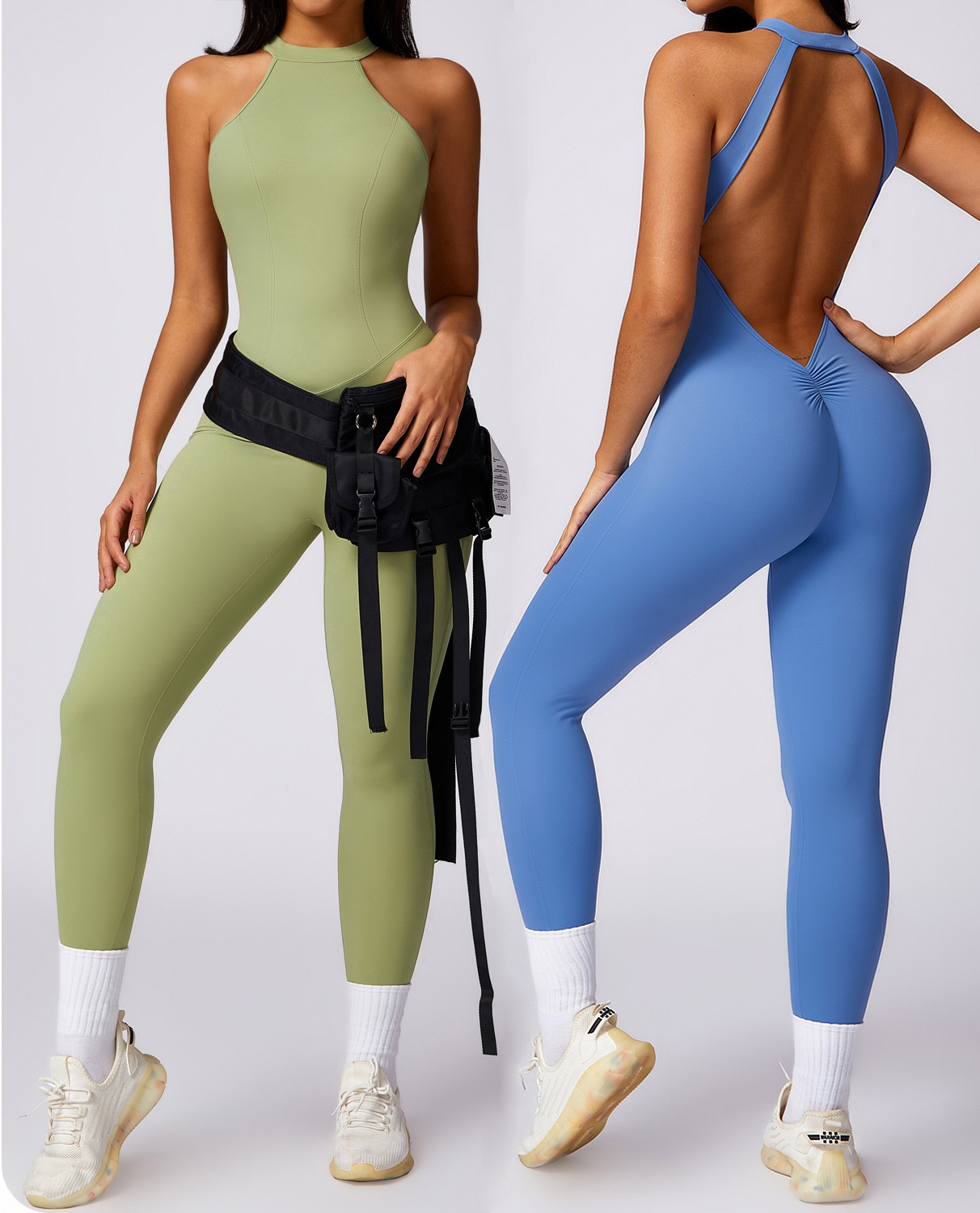 Women's Custom Gym Wear Bodysuit Soft Lightweight Compression Activewear Open Back Scrunch Back for Fitness Yoga Sports Workout