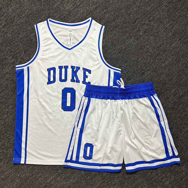 Factory Direct Men' s Basketball Jersey Wholesale - Custom White Basketball Uniform Set With Blue Side Striped Design for Teams