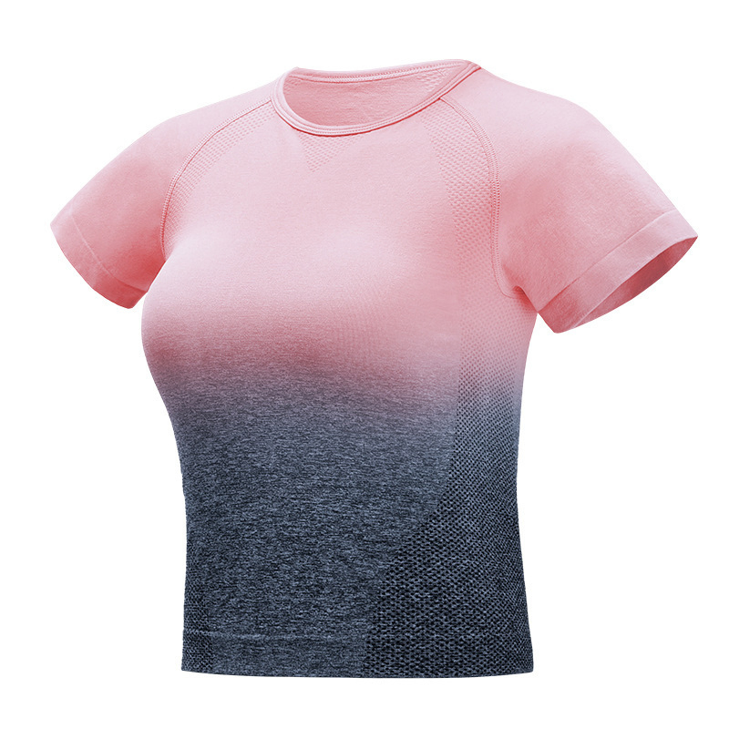 OEM Seamless Womens Short Sleeve Yoga Bra Top Blank Fitness Workout Yoga Tops Activewear