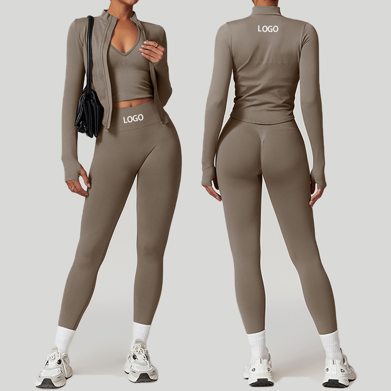 6pcs Yoga Sets Seamless Shorts Sports Bra Workout Vest Zipper Jacket Women Clothes High Waist Leggings Gym Fitness Wear Suit