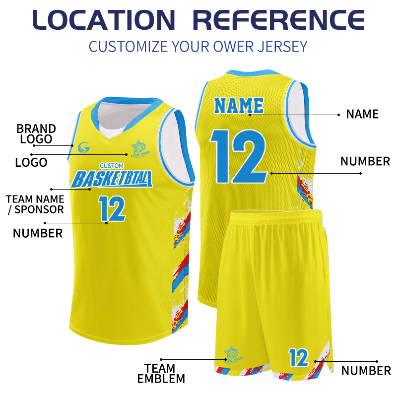Wholesale Custom College Basketball Jerseys Design Basketball Team Uniforms Sets Polyester Sports Training Shirt Clothes B25006