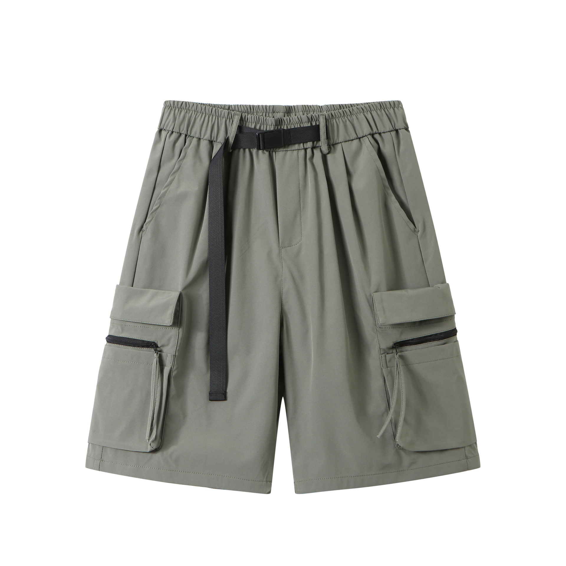 Men's Bermuda 2024 Summer Solid Woven Breathable Elastic Waist Quick Dry Mid Cargo Shorts Casual Cool Nylon Workout