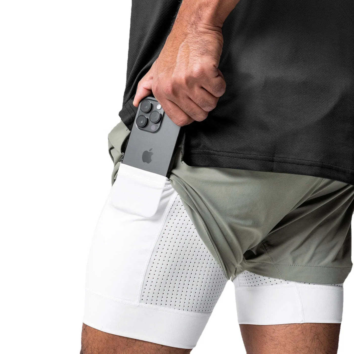 Fitness Sports Shorts Men's Nylon Running Quick Dry Double Layer Basketball Shorts