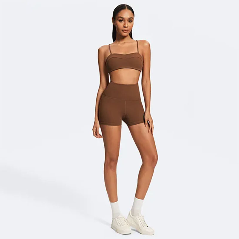 Sportswear Gym Clothing Factory Custom Women Recycled Sports Bra &amp; Yoga Shorts Sets Running Athletic Wear Activewear