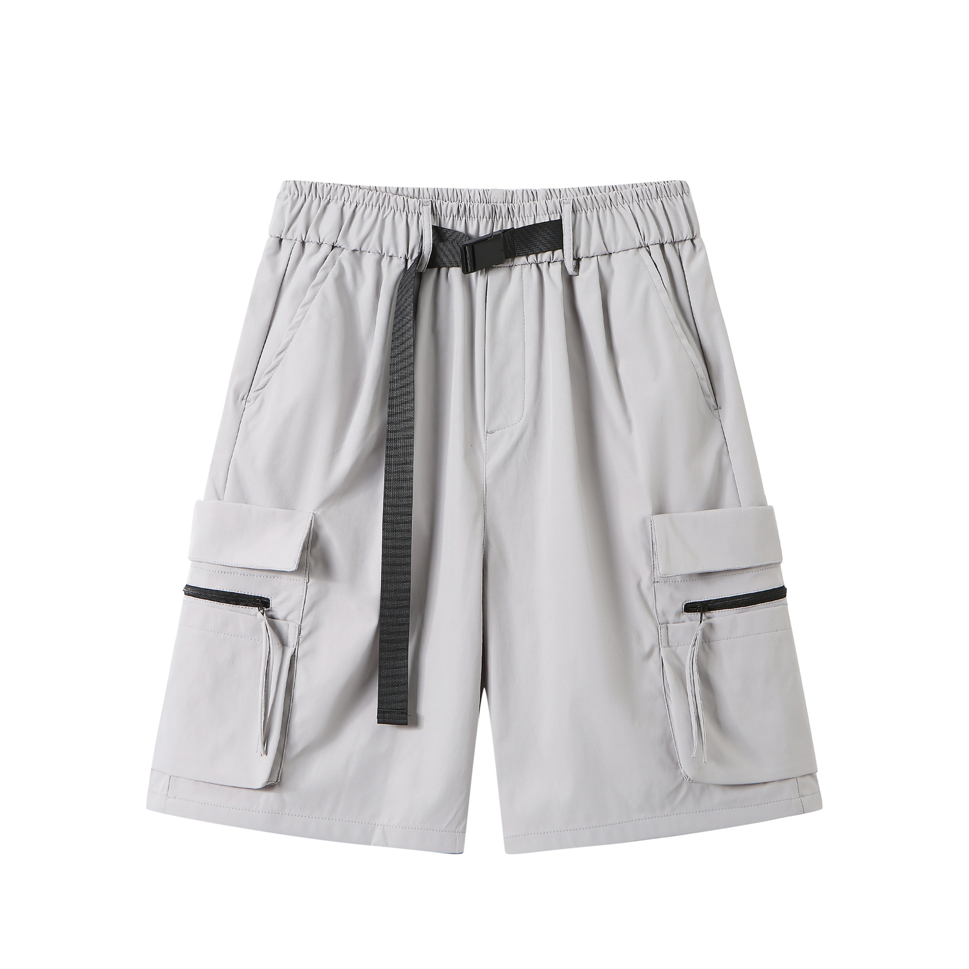 Men's Bermuda 2024 Summer Solid Woven Breathable Elastic Waist Quick Dry Mid Cargo Shorts Casual Cool Nylon Workout