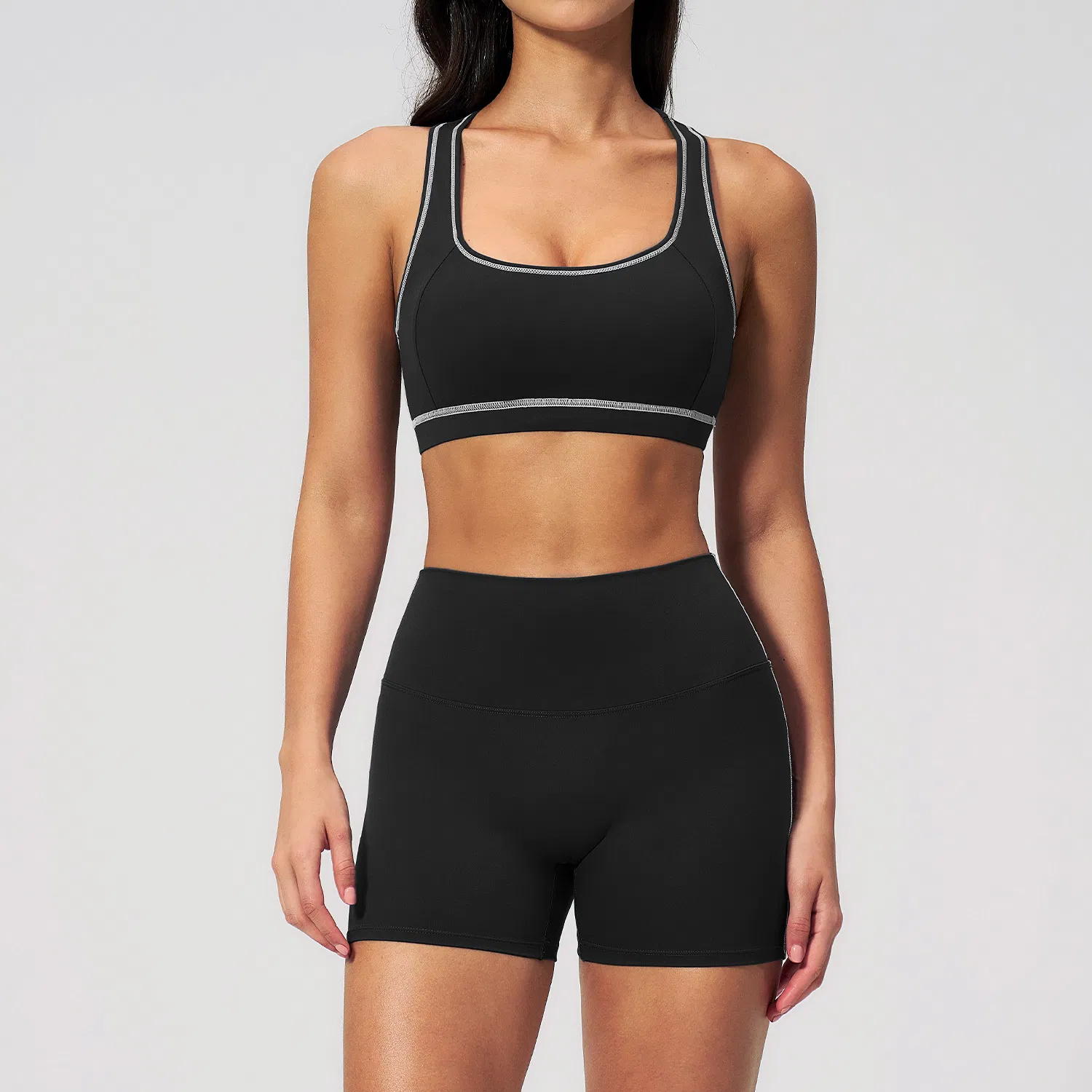 Yoga Clothing Set Women High Waist Tummy Control Shorts Sportswear Fitness Apparel Quick Dry Summer