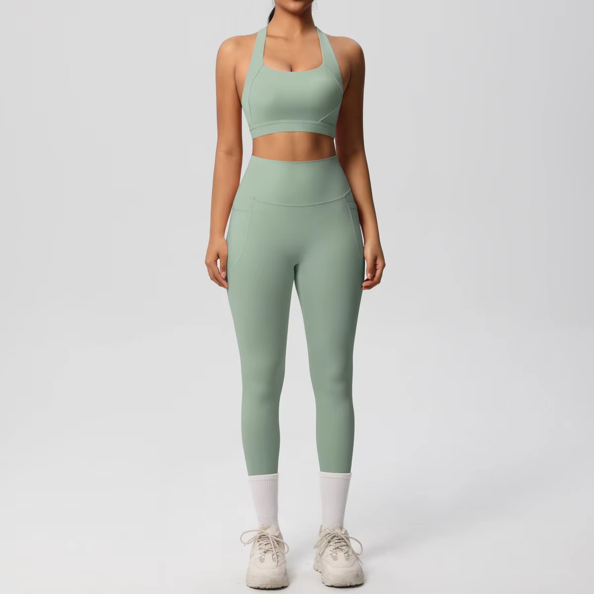 Women's Workout Training Exercise Wear Clothes-Sexy Gym Tights Yoga Pants Pockets Customized Logo Solid Wholesale Customized