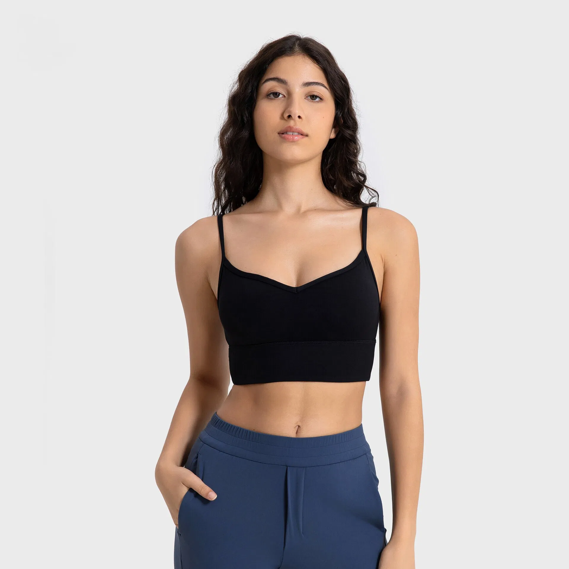 OEM/ODM Custom Spaghetti Strap Sport Bras Women Gym Fitness Wear Yoga Bra Crop Tank Top Activewear Manufacturers