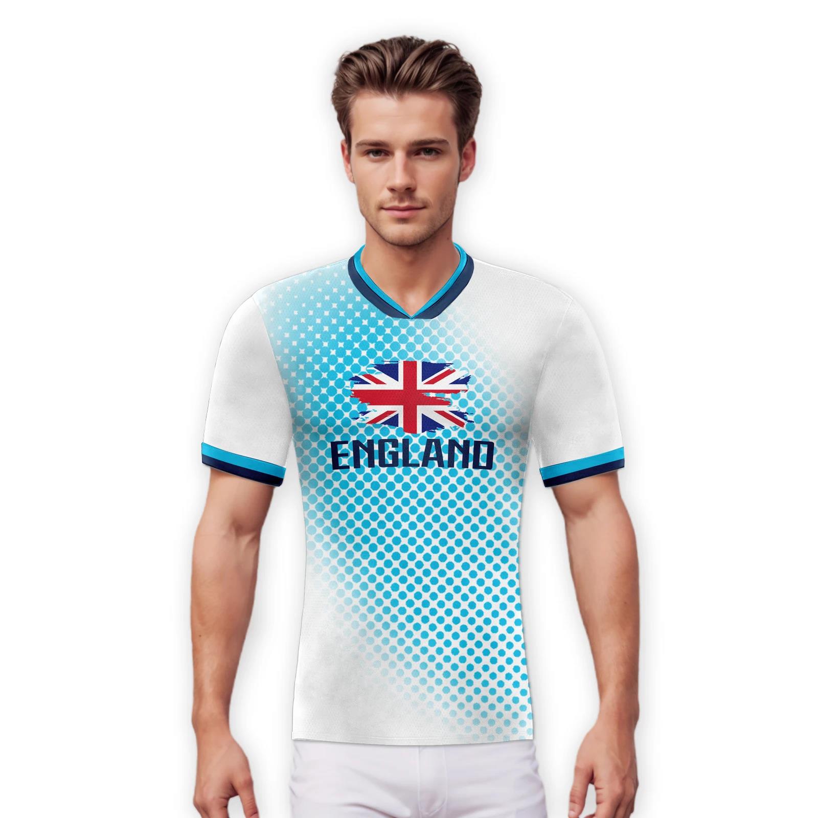 England Soccer Jersey Custom Quick-Dry Football Shirts Personalized Name Number Team Uniform for Men Women Youth Soccer Fans