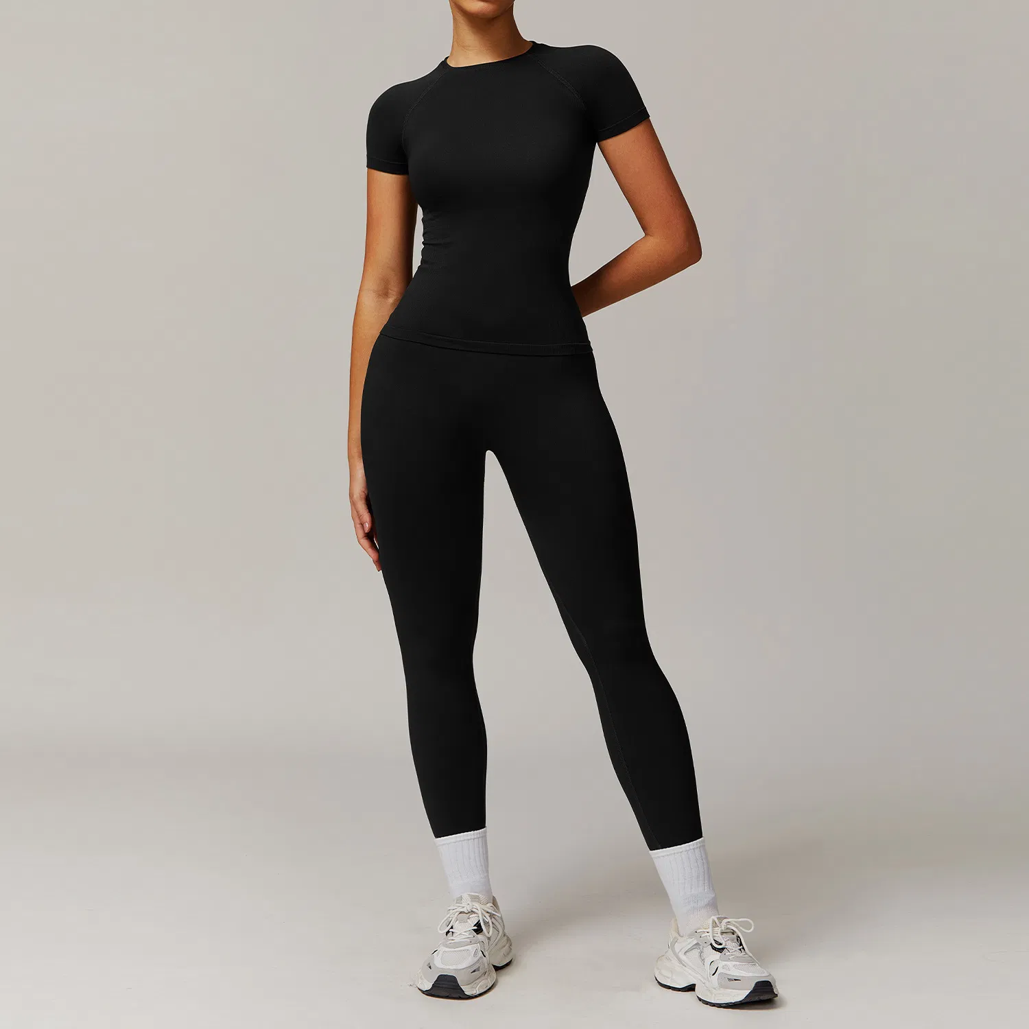 Seamless Activewear for Women 4 Piece High Waisted Leggings Slim Fit Stretchy Sports Top Breathable Running Shirt Gym Workout Clothes Set
