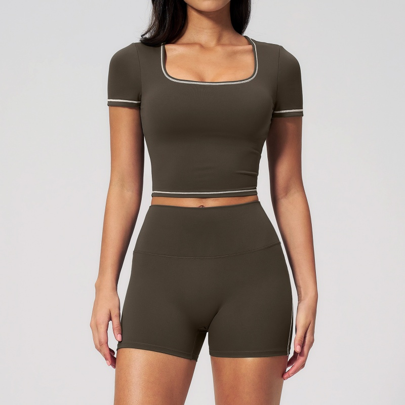Comfortable Sportswear Apparel with Ruched Hip Lifting Design Fashion Fitness Two Piece Outfit
