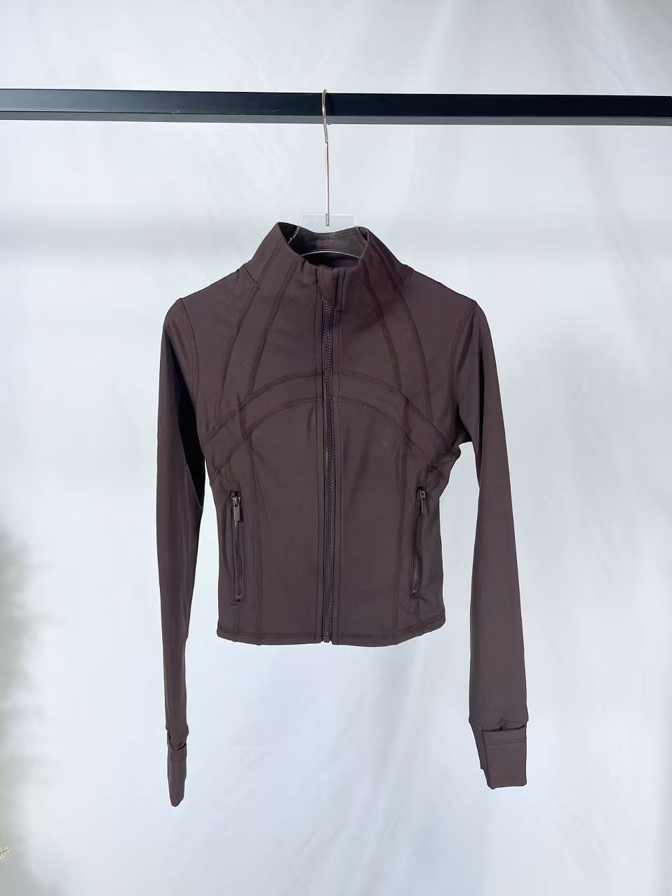 Resell Vendor Quick Dry Nylon Spandex Seamless Gym Women Jacket Stand Collar Neck Gold Zipper Workout Yoga Top Jackets for Women