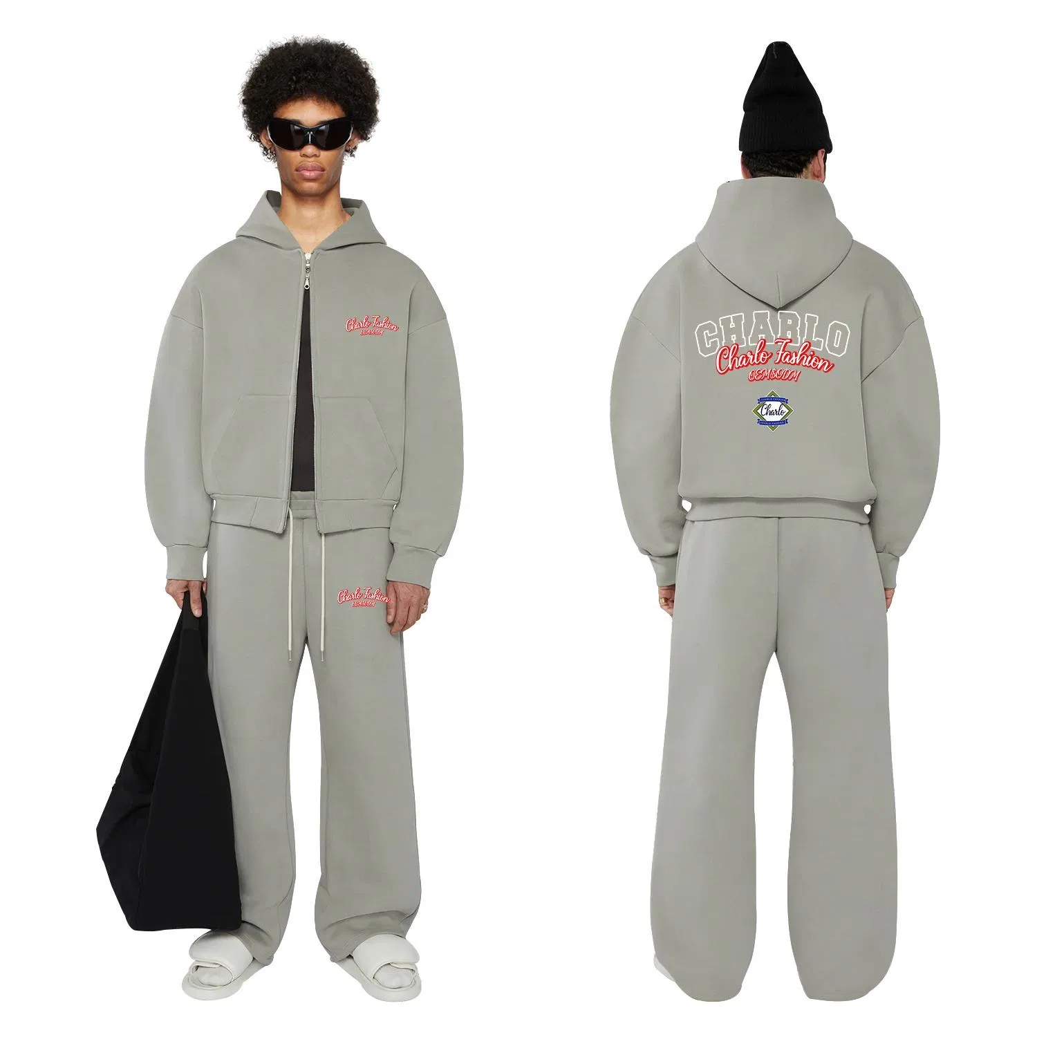 Custom Oversized Unisex Sweatshirt Tracksuit Manufacturer Zip up Hoodies and Sweat Pants Set Tracksuit Sportswear for Men