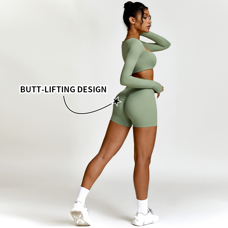 Wholesale Athletic Clothing Ladies Sports Workout Yoga Clothes Suit Seamless Women Yoga Shorts