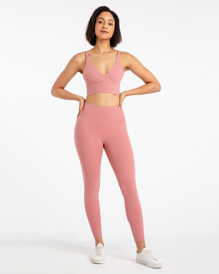 Womens Strap Backless Crop Top No Camel Toe Compression Leggings Yoga Set Gym Sports Wear