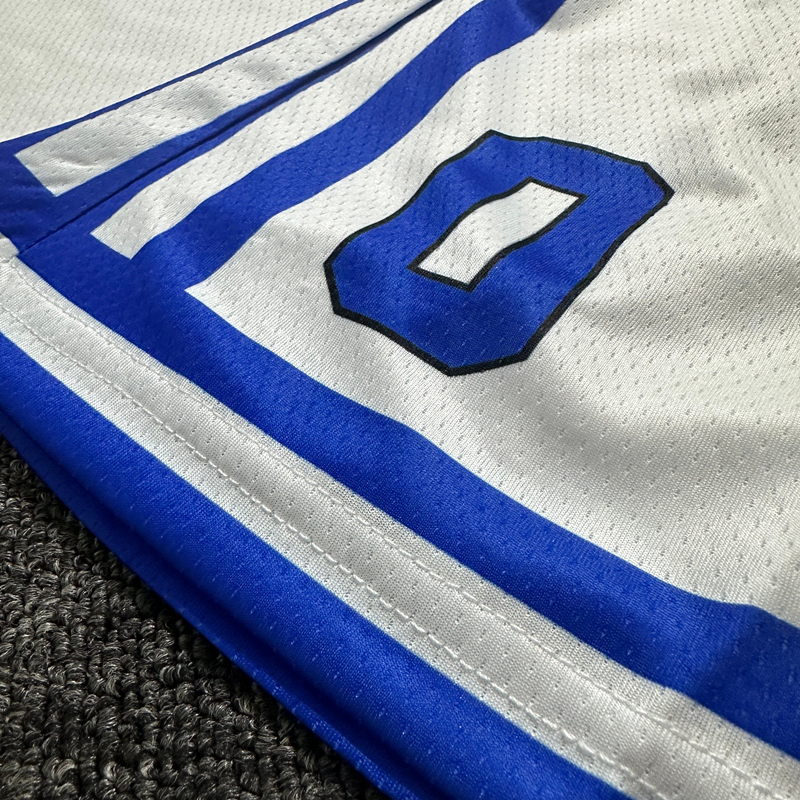 Factory Direct Men' s Basketball Jersey Wholesale - Custom White Basketball Uniform Set With Blue Side Striped Design for Teams