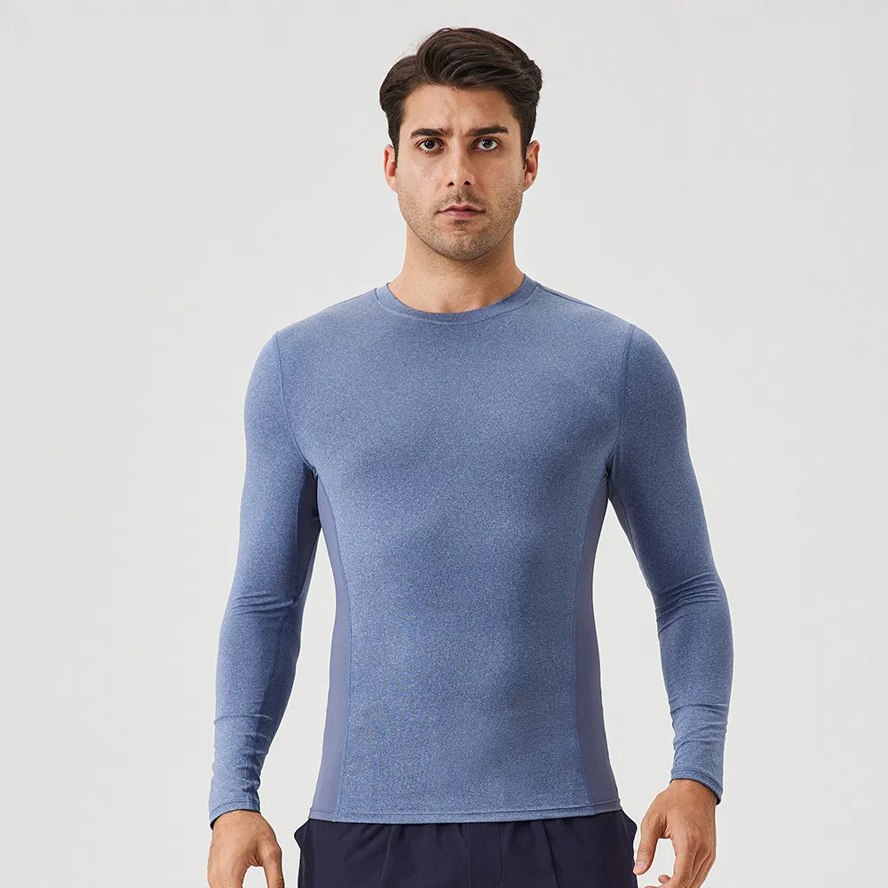 Men's Autumn and Winter Fitness Long-Sleeved Quick-Drying Breathable Running T-Shirt Outdoor High-Elastic Tight-Fitting Sports Shirt Sportswear