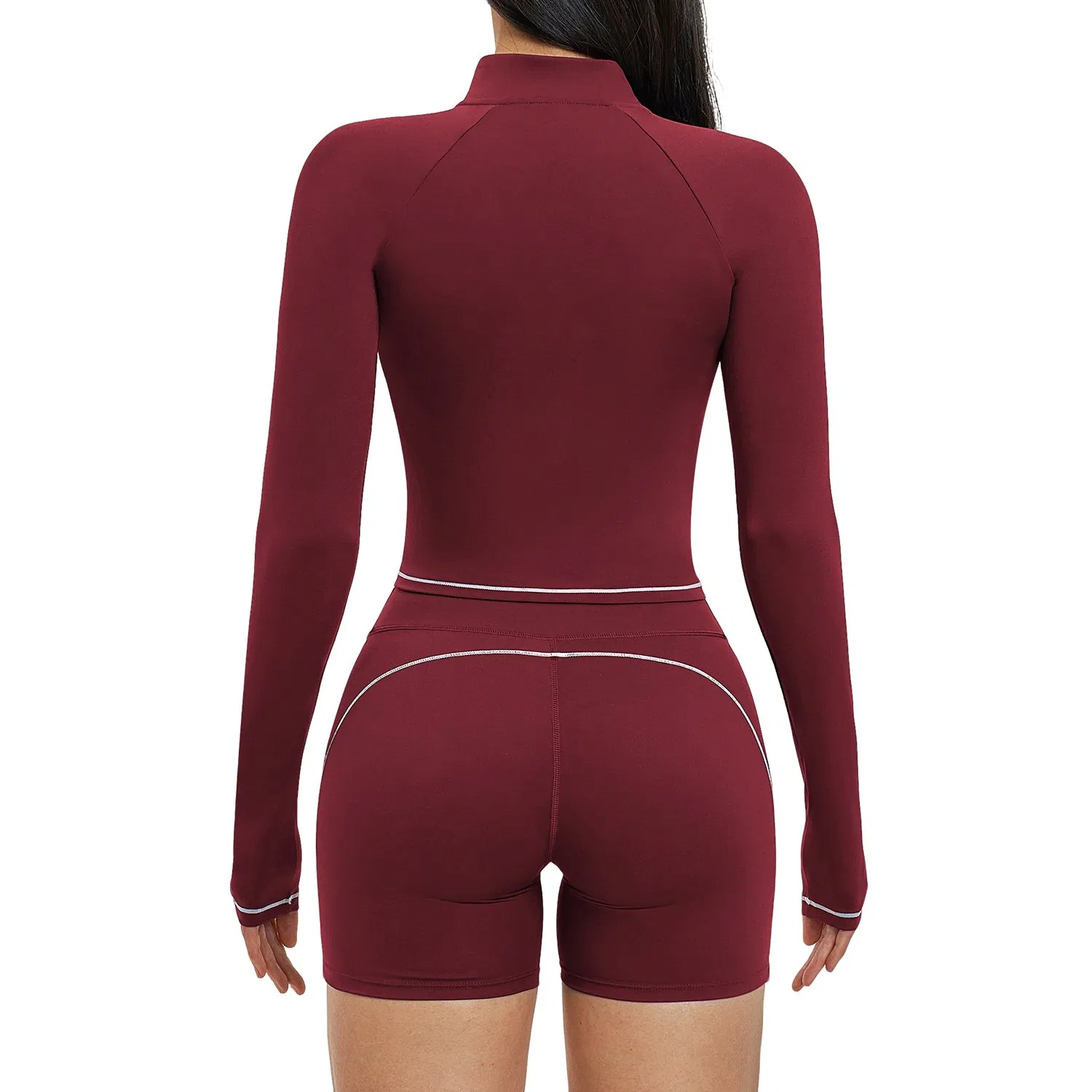 Short Waist Sport Coat Color Stitch Design Cycling Workout Apparel