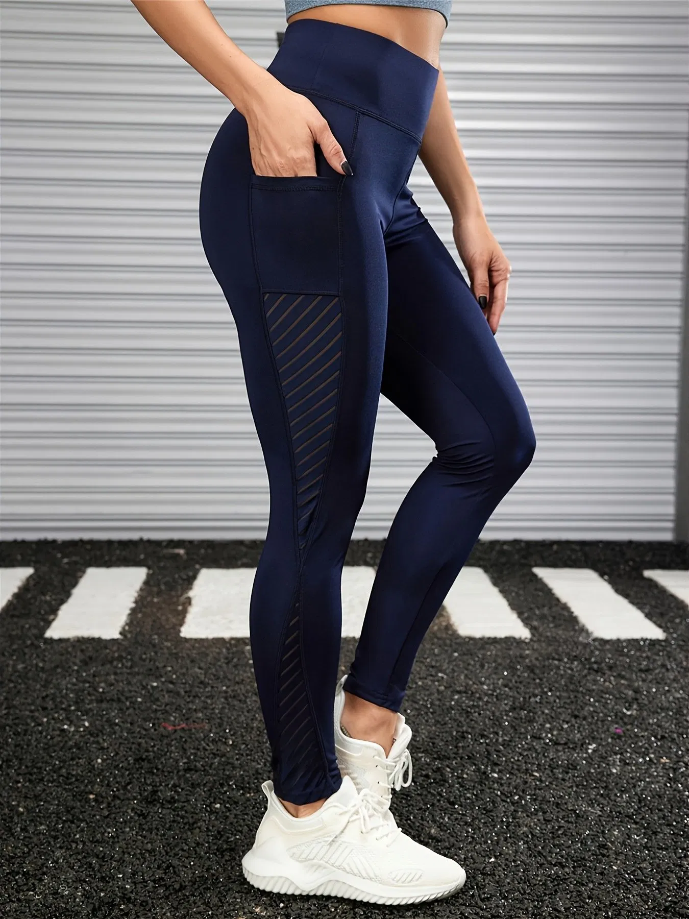 Hot Selling Yoga Pants with Hip Lifting and Waist Cinching, Sports Pants with Mesh Pockets and Leggings Trendy High-Waist Cropped Leggings Outdoor Sports Leggin