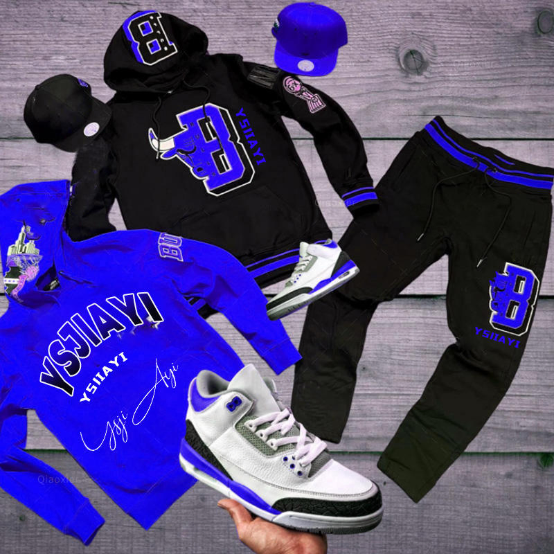 Custom Hip Hop Streetwear Sweatsuit Men Private Label Sweat Suits Training Wear Slim Fit Men's Hoodies and Sweatshirts