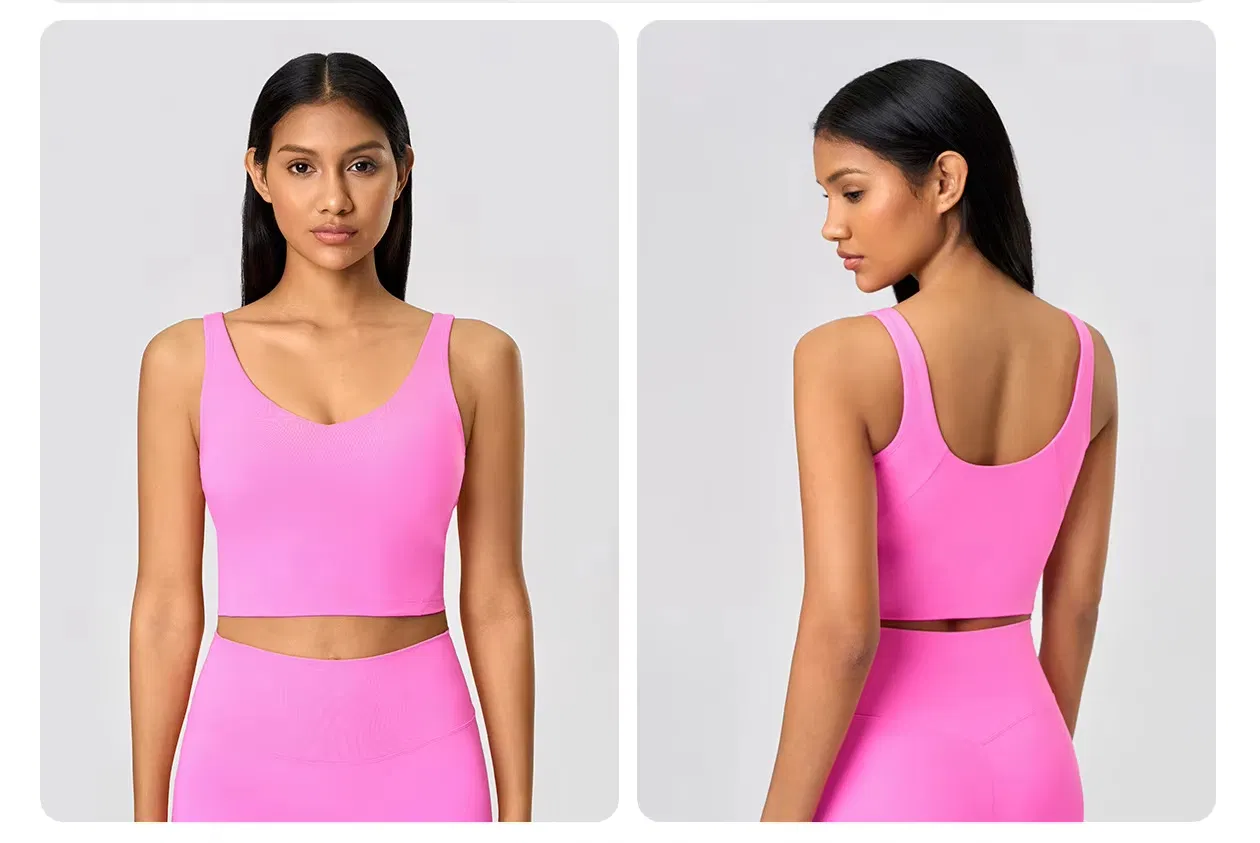 Lulu Align Yoga Push-up Tank Top Activewear Gym Wear Fitness Crop Top with Build-in Bra Yoga Longline Sports Bra Vest