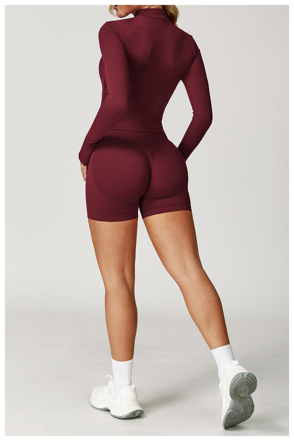 Wholesale Sports Wear Outfit Leggings Gym Jacket 4 Piece High-Rise Seamless Solid Gym Leggings Sports Bras Plus Size Athletic